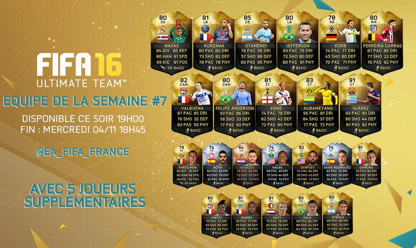 Lire la suite à propos de l’article Equipe de la semaine 7 FUT 16